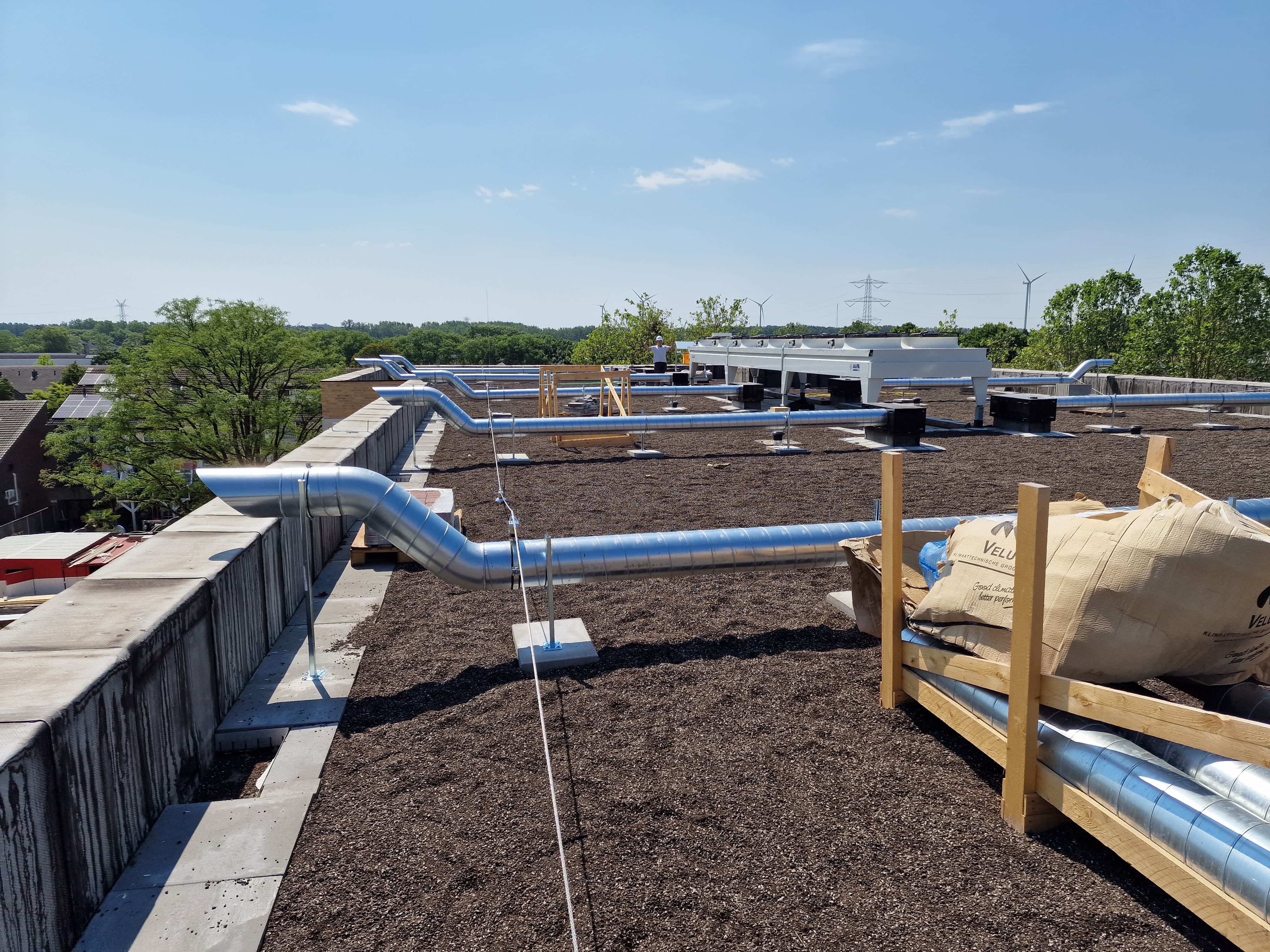 Well-engineered rooftop ventilation system for improved air circulation.